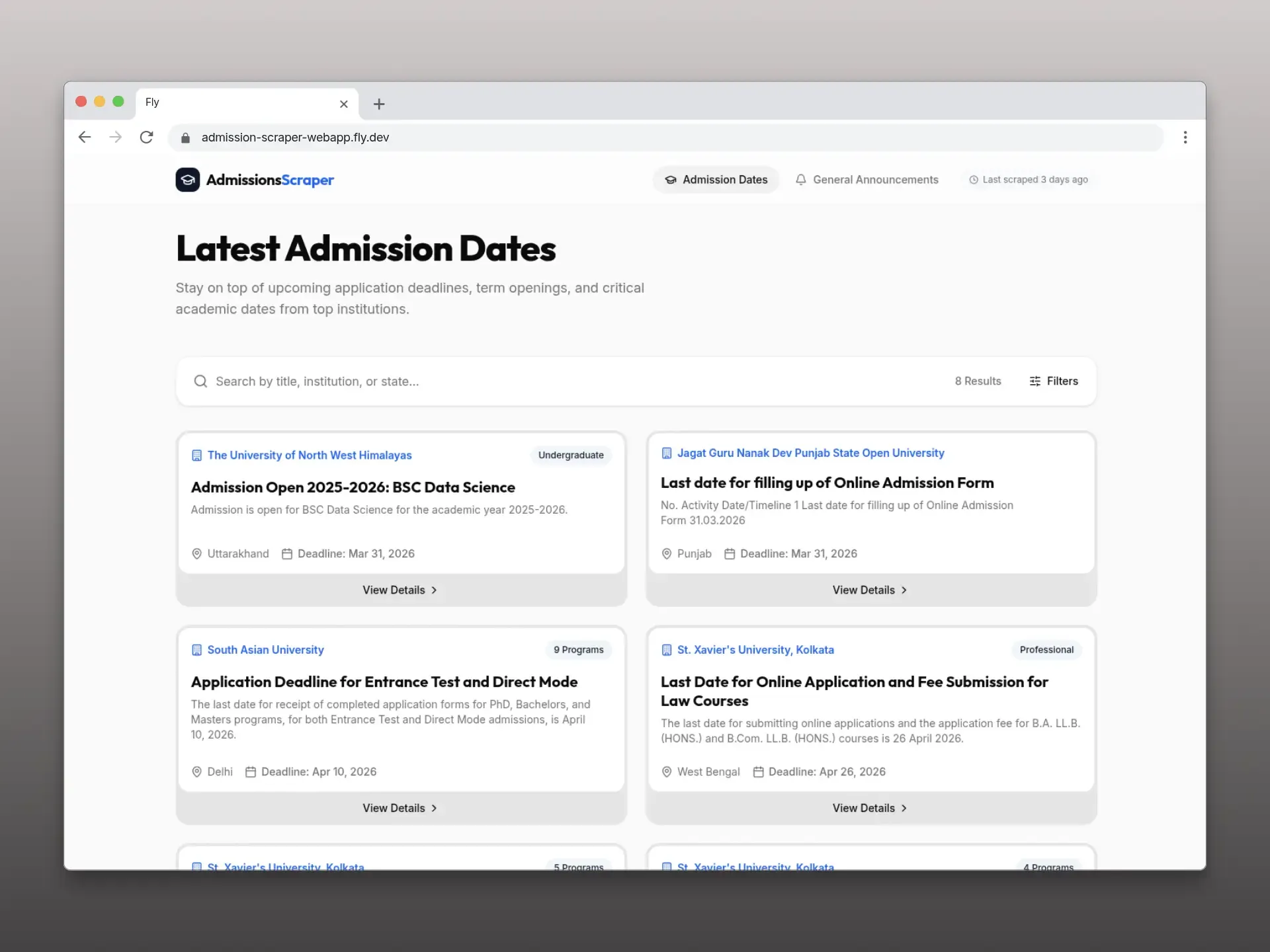 Admission Scraper